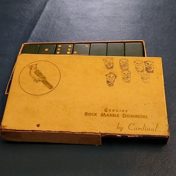 Vintage Green Rock Marble Dominoes by Cardinal Cottagecore Grandmacore - Picture 2 of 7